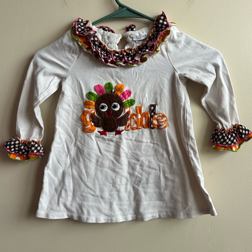 Bonnie Jean Toddler Ruffle Thanksgiving Long Sleeve 4T